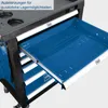 A close-up view of a blue tool cart with one drawer pulled out, revealing its interior. Produktbild-Vorschau