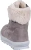 A single gray boot with a beige fur lining is shown from the back. Voir les images du produit