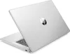 A silver HP laptop is shown from a diagonal top-down view, with the lid open to reveal the keyboard. Produktbild-Vorschau