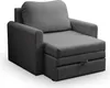 A dark gray sleeper chair with a chaise lounge and a pull-out drawer underneath. Produktbild-Vorschau