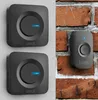 A collage showing two wireless doorbells on a white wall and one on a brick wall. Náhľad obrázku produktu