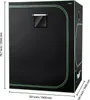 A black grow tent with green trim and dimensions indicated. Anteprima dell’immagine prodotto