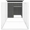 An empty chicken coop with a black back wall and white wire mesh sides and floor. Náhľad obrázku produktu