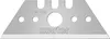 A single trapezoidal razor blade with holes and text. Produktbild-Vorschau