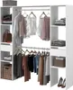 Parisot Combi 3 – Kleiderschrank 176 cm Weiß mit Vorhang, 2 Produktbild-Vorschau 1