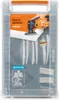 A clear plastic case containing a set of sanding accessories for a multi-tool. Podgląd zdjęcia produktu