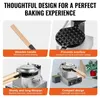 Collage of four images showcasing features of a bubble waffle maker. Produktbild-Vorschau