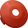 A close-up, top-down view of an orange plastic spool cover with a central hole. Produktbild-Vorschau