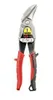 A pair of red and gray tin snips on a white background. Voir les images du produit