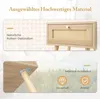 A collage of images showcasing details of a wooden nightstand with rattan accents. Náhled obrázku produktu