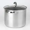 A stainless steel stockpot with a glass lid and handles, presented against a white background. Produktbild-Vorschau