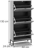 A tall, narrow shoe cabinet with three flip-down drawers, shown from the front. Anteprima dell’immagine prodotto