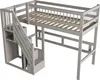 Łóżko z litego drewna Sweiko 90x200, schody z szafką, łóżko Podgląd zdjęcia produktu 9