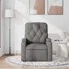 A dark gray fabric recliner chair is shown in a well-lit room with a floor lamp and abstract art on the wall. Produktbild-Vorschau