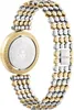 The back of a gold and silver watch with a patterned bezel and a metal bracelet. Produktbild-Vorschau