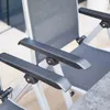 Close-up of the armrests and frame of a folding garden chair. Produktbild-Vorschau