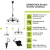 A product image with descriptive text and feature highlights for a pendant light. Produktbild-Vorschau