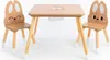 A children's table and two chairs set with a bunny design, presented on a white background. Produktbild-Vorschau