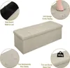 A collage of images showcasing a beige storage ottoman, highlighting its features and construction. Náhľad obrázku produktu