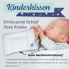 A baby sleeping next to a pillow, with marketing text overlayed. Produktbild-Vorschau