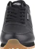 A close-up front view of a black Skechers sports shoe with a brown sole. Produktbild-Vorschau