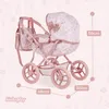 Rosa Puppenwagen mit Tragetasche und Korb – Klappbare Produktbild-Vorschau 9