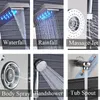 A collage of six different shower head types and a tub spout, each labeled with its function. Náhľad obrázku produktu