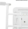 Close-up of a white bath seat with a backrest, showing structural details and adjustment points. Produktbild-Vorschau