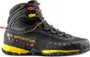 Schwarze Wanderschuhe "TXS GTX" von La Sportiva mit gelben und roten Akzenten. Podgląd zdjęcia produktu