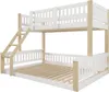 A white and natural wood bunk bed with a ladder. Produktbild-Vorschau