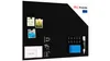 A black frameless magnetic board with accessories, including magnets, a marker, and a cleaning eraser. Anteprima dell’immagine prodotto