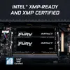 Close-up view of Kingston FURY Impact DDR4 RAM modules installed on a motherboard, with marketing text overlay. Anteprima dell’immagine prodotto