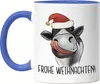 Frohe Weihnachten Tasse Blau Rind Kuh Fleisch Produktbild-Vorschau 1