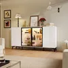 Sideboard mit LED-Vitrine 160x35x80cm, Weiß Hochglanz, Produktbild-Vorschau 1