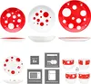 Pula rouge 30pcs service combiné vaisselle à pois points Voir les images du produit 3