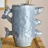 Bloomingville Vase TACE Blau Keramik FISCHE 23 cm Produktbild-Vorschau 1