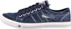 A side view of a single navy blue sneaker. Voir les images du produit