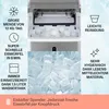 Collage of an ice maker with feature callouts and close-up shots of ice. Produktbild-Vorschau