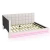 A bed frame with a tufted headboard and LED lighting. Produktbild-Vorschau