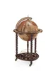 A vintage-style globe bar on a wooden stand with wheels, isolated on a white background. Produktbild-Vorschau