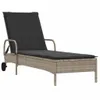 Sonnenliege mit Rollen und Auflage Hellgrau Poly Rattan Produktbild-Vorschau 1