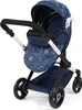 A navy blue doll stroller with a white circular pattern, shown against a white background. Produktbild-Vorschau