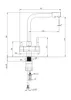 A technical drawing of a kitchen faucet with dimensions and connection details. Náhled obrázku produktu
