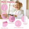A young girl with hair rollers is smiling and holding makeup brushes, with close-up images of product features around her. Podgląd zdjęcia produktu