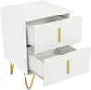 Petit Table de Chevet, Appoint avec 2 Tiroirs, Structure en Voir les images du produit 7