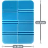 A blue foldable seat cushion with dimensions indicated. Produktbild-Vorschau