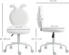 Two views of a white office chair with bunny ears, showing dimensions. Náhled obrázku produktu