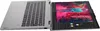 A silver laptop with a keyboard and a screen displaying a colorful image. Produktbild-Vorschau