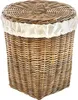 A wicker laundry basket with a fabric liner and a lid, shown against a white background. Produktbild-Vorschau