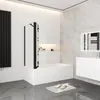 AICA 140cm Schwarz Faltwand 3 teilig Badewanneaufsatz mit Produktbild-Vorschau 4